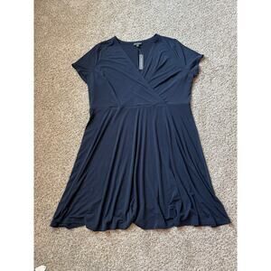 The Limited Plus Size 1X Navy Blue Cross Neckline Swing Dress NWT $119